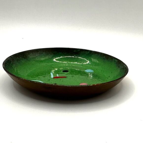 Green cloisonné small trinket dish - Picture 4 of 7